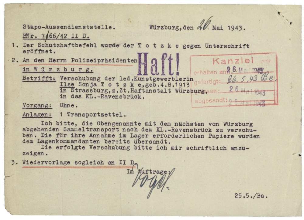 Haftbefehl von Ilse Trotzke