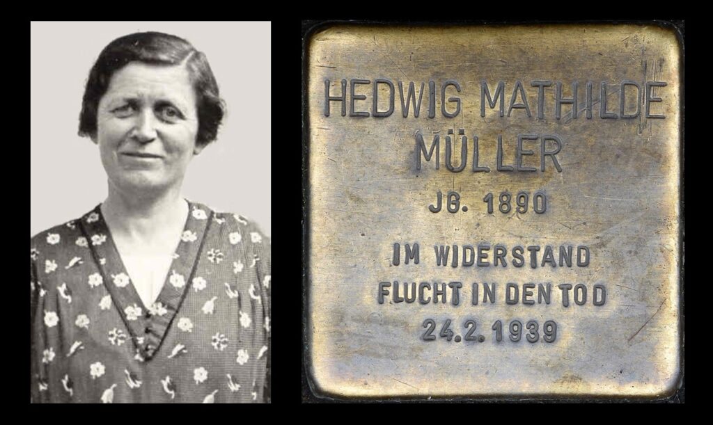 Das Bild zeigt Hedwig Müller und ihren Stolperstein